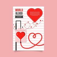 modello di poster verticale per la giornata mondiale del donatore di sangue piatto. - vettore. vettore