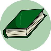libro verde chiuso, collezione scolastica.illustrazione vettoriale, stile cartone animato su sfondo bianco vettore