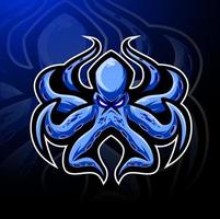 kraken polpo esport logo mascotte design vettore