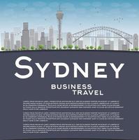 skyline della città di Sydney con cielo blu, grattacieli e spazio di copia vettore