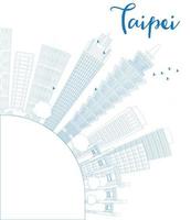 delineare lo skyline di taipei con punti di riferimento blu e spazio di copia. vettore