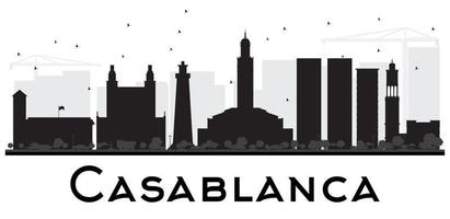 casablanca skyline della città silhouette in bianco e nero. vettore