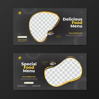 design del modello di banner di promozione del menu alimentare vettore