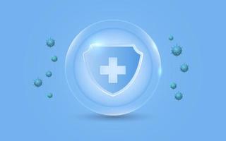 scudo di protezione antivirus con colore blu vettore