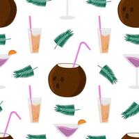 cocco esotico e cocktail vector seamless