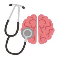 cervello umano con il segno dello stetoscopio vettore