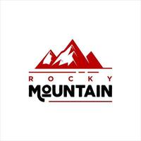distintivo moderno con logo di montagna con colore rosso vettore