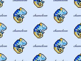 modello senza cuciture del personaggio dei cartoni animati del camaleonte su stile blu background.pixel vettore