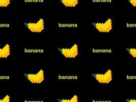 modello senza cuciture del personaggio dei cartoni animati della banana su stile nero background.pixel vettore