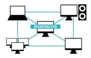 defi transazione di illustrazione di finanza decentralizzata. transazione futura su blockchain vettore