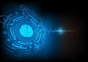 illustrazione del sequestro focale e del cervello umano su sfondo tecnologico vettore