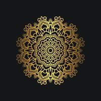 design mandala di lusso con colore dorato. ornamento floreale dorato di lusso su sfondo nero. adatto per risorse grafiche, inviti a nozze, biglietti da visita, sfondi. vettore