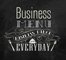 menu aziendale lettering pranzo di lavoro tutti i giorni disegno stilizzato con gesso sulla lavagna vettore