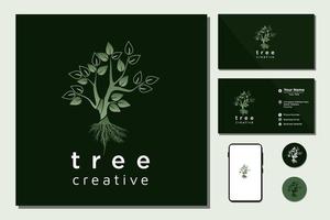 albero della vita radice sigillo emblema timbro logo design ispirazione vettore