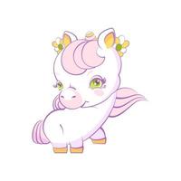 simpatico unicorno bianco con capelli rosa