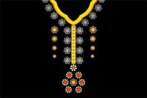tradizionale motivo etnico geometrico, design di collana ricamata con fiori alla moda per camicetta da donna vettore