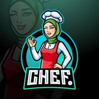 chef ragazze esport logo mascotte design vettore