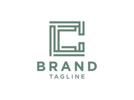 logo astratto della lettera c iniziale. stile lineare geometrico verde isolato su priorità bassa bianca. utilizzabile per loghi aziendali e di branding. elemento del modello di progettazione logo vettoriale piatto.