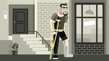 un uomo con una gamba rotta sfondo illustrazione vettoriale piatto gratuitamente