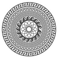 disegno della mandala greca del cerchio. bordi a meandri rotondi. modelli di elementi decorativi. illustrazione vettoriale isolato su sfondo bianco.