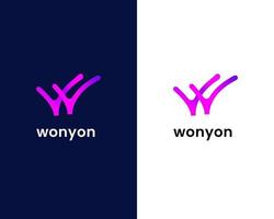 modello di progettazione del logo della lettera w e y vettore