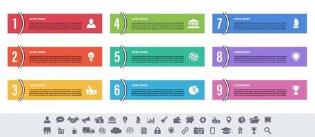 concetto di business di progettazione infografica con 9 passaggi vettore