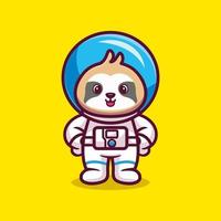 carino bradipo astronauta cartone animato in piedi vettore, concetto di scienza animale isolato vettore premium