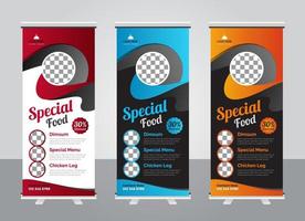 cibo e ristorante roll up banner modello di progettazione vettore