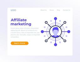 pagina web di marketing di affiliazione, design banner vettore