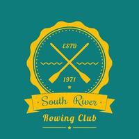 logo vintage del club di canottaggio, emblema, segno del club di canottaggio su verde, illustrazione vettoriale