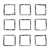 set di quadrati disegnati a mano vettoriali. vettore