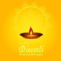 felice "Diwali. festival delle luci poster design carta da parati. lo sfondo con elementi floreali e vettori mandala