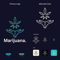 concetto di logo elegante marijuana erbaccia vettore