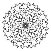 fiori di mandala aster floreali, disegnati a mano in stile doodle isolati su sfondo bianco. colorazione divertente e carina per design stagionale, tessuti, decorazioni per bambini o biglietti di auguri. crisantemo. vettore