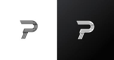 modello di progettazione del logo della lettera p iniziale, concetto di linea piatta minimalista, illustrazione vettoriale