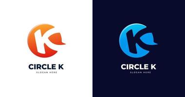 modello di progettazione del logo della lettera k con stile a forma di cerchio vettore