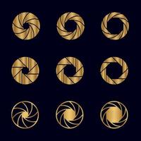 set di immagini del logo della fotocamera in colore oro