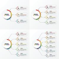 elementi astratti del modello di infografica vettoriale grafico con cerchi di etichetta. concetto di business con 3, 4, 5 e 6 opzioni. per contenuto, diagramma, diagramma di flusso, passaggi, parti, infografica timeline, grafico.