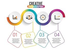 Le icone vettoriali e di marketing per la progettazione infografica possono essere utilizzate per il layout del flusso di lavoro, il diagramma, la relazione annuale, il web design. concetto di business con 4 opzioni, passaggi o processi.