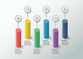 il modello di progettazione infografica può essere utilizzato per il layout del flusso di lavoro, il diagramma, le opzioni numeriche, il web design. concetto di business infografica con opzioni, parti, passaggi o processi. sfondo astratto. vettore