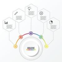 modello di infografica vettoriale con etichetta di carta 3d, cerchi integrati. concetto di affari con le opzioni. per contenuto, diagramma, diagramma di flusso, passaggi, parti, infografiche della sequenza temporale, layout del flusso di lavoro, grafico