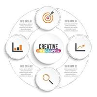 modello di cerchio infografica vettoriale con 4 passaggi, parti, opzioni, settori, fasi. può essere utilizzato per grafici, grafici a torta, layout del flusso di lavoro, diagrammi ciclistici, brochure, report, presentazioni.