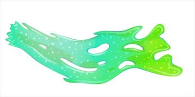 gocciolante melma appiccicosa verde isolata. schizzi di melma, flusso di muscus. gelatina colorata verde per giocare. illustrazione vettoriale dei cartoni animati.