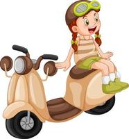 una moto con una ragazza cartone animato vettore