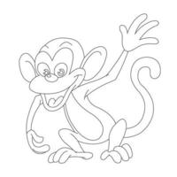 carino piccola scimmia contorno pagina da colorare per bambini animale libro da colorare cartone animato illustrazione vettoriale