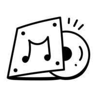 scarica l'icona a portata di mano doodle del cd musicale vettore