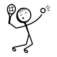 controlla questa figura stilizzata del giocatore di badminton, icona disegnata a mano vettore