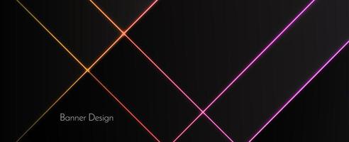 linee al neon geometriche astratte illustrazione scura sfondo modello banner vettore