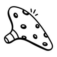 strumento a fiato, icona doodle di ocarina vettore