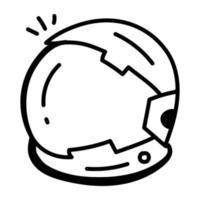 l'icona del doodle del casco spaziale è disponibile per un uso premium vettore